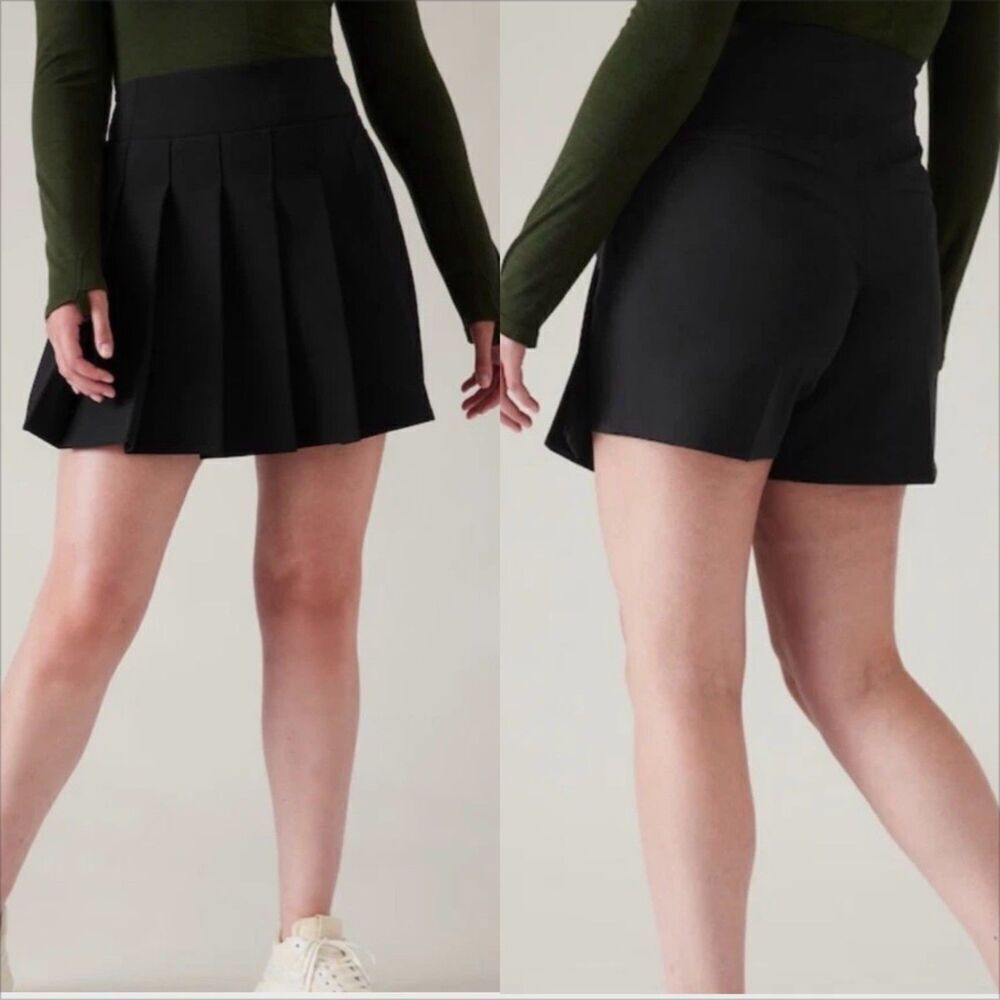Athleta Endless Pleated Skort Size 8 Black Pickleball Tennis Golf Athletic